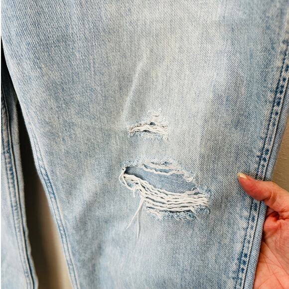 Gap Easy Jean Light Indigo Destructed Cinch Waist Cream Tie M - Picture 6 of 16